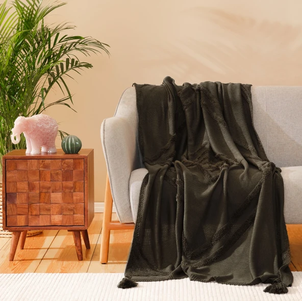 Karaca Home Karlo Haki Triko Tv Battaniyesi 130x170 cm ürün görseli 1