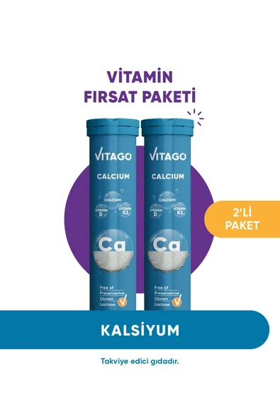 Vitago 2'li Paket- Kalsiyum, D3, K2 Vitamini Içeren Efervesan Tablet ürün görseli 1