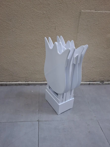 Zigon Çanta 90539 Lale Model Dörtlü Takım Ahşap MDF Beyaz Renk El Yapım ürün görseli 1