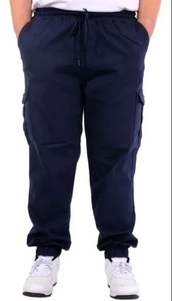 Büyük Beden Erkek Gabardin Kargo Jogger Pantolon Doğa 21927 Lacivert ürün görseli 1