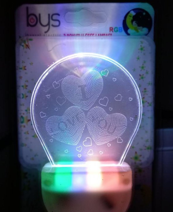 Baysal RGB Üç Boyutlu Kalpli Gece Lambası ürün görseli 1