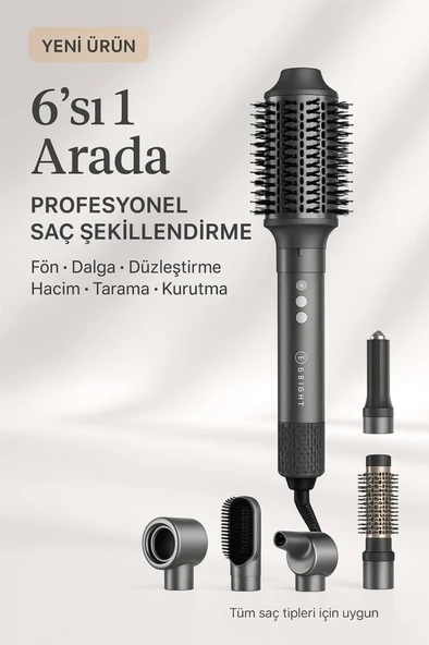 Bright Elegance BE-5117 6 in 1 BLDC Saç Şekillendirici Set Antrasit ürün görseli 1