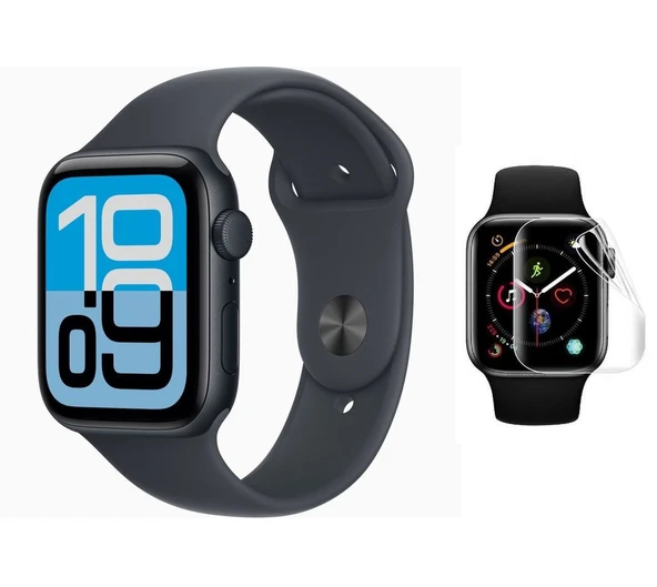 Apple Watch SE 3 44MM 3 Adet Uyumlu Şeffaf Ultra koruyucu Nano Jelatin ürün görseli 1