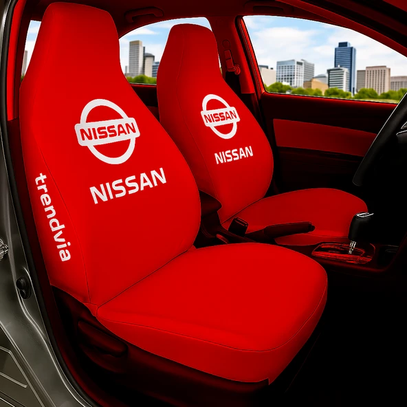 Nissan Uyumlu Kırmızı Renk Penye Oto Koltuk Kılıfı Takımı Ön ve Arka Koltuk Koruyucu Kılıf ürün görseli 1