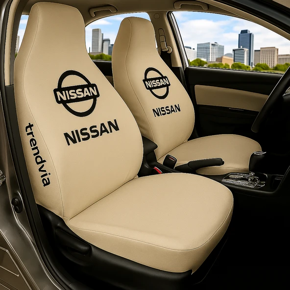 Nissan Uyumlu Bej Renk Penye Oto Koltuk Kılıfı Takımı Ön ve Arka Koltuk Koruyucu Kılıf ürün görseli 1
