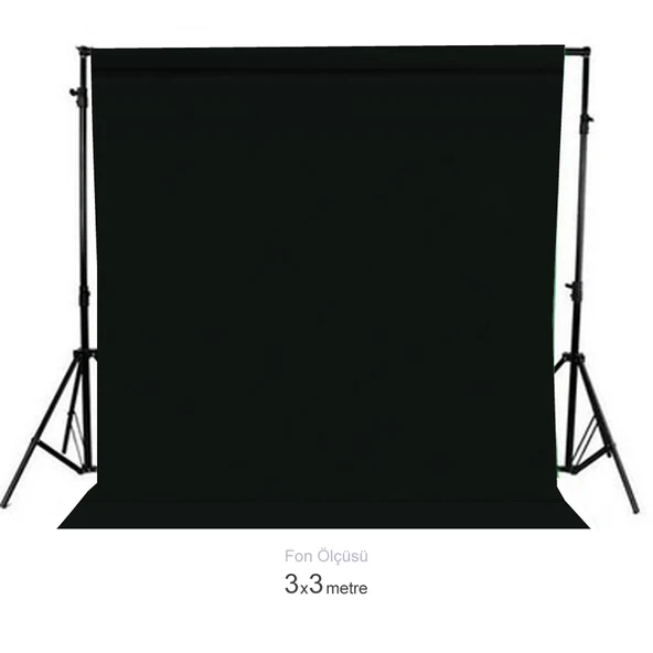 GDX Seyyar 3x3 Metre Seyyar Siyah Fon Sistemi Standlı YouTube ve Portre Çekim Arka Plan Seti ürün görseli 1