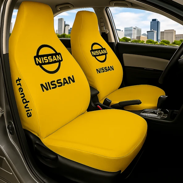 Nissan Uyumlu Sarı Renk Penye Oto Koltuk Kılıfı Takımı Ön ve Arka Koltuk Koruyucu Kılıf ürün görseli 1