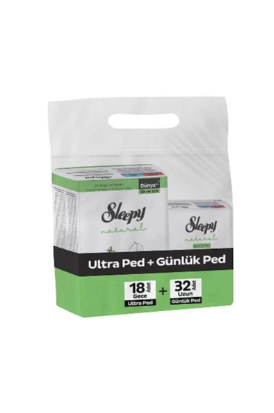 Sleepy Natural Hijyenik Ped Gece 18'li Günlük Ped Uzun 32'li ürün görseli 1