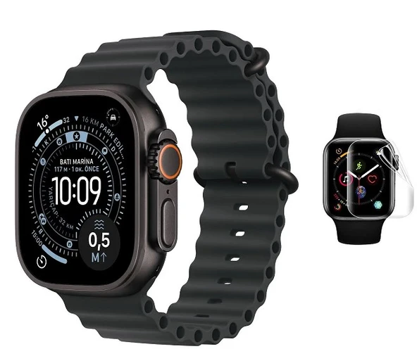 Apple Watch Ultra 3 Uyumlu 3 Adet Şeffaf Ultra koruyucu Nano Jelatin ürün görseli 1