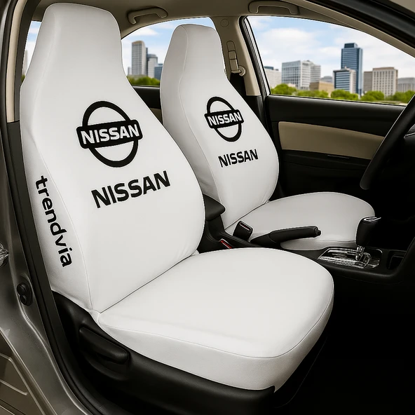 Nissan Uyumlu Beyaz Renk Penye Oto Koltuk Kılıfı Takımı Ön ve Arka Koltuk Koruyucu Kılıf ürün görseli 1