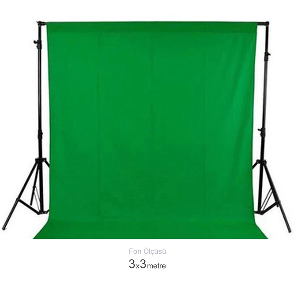 GDX 3x3 Metre Seyyar Yeşil Fon Sistemi Standlı YouTube ve Canlı Yayın Green Screen Seti ürün görseli 1
