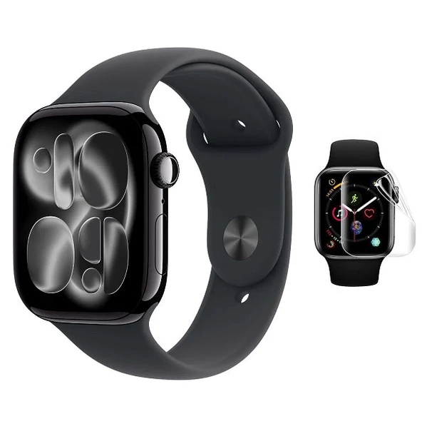 Apple Watch Series 11 46MM 3 Adet Uyumlu Şeffaf Ultra koruyucu Nano Jelatin ürün görseli 1