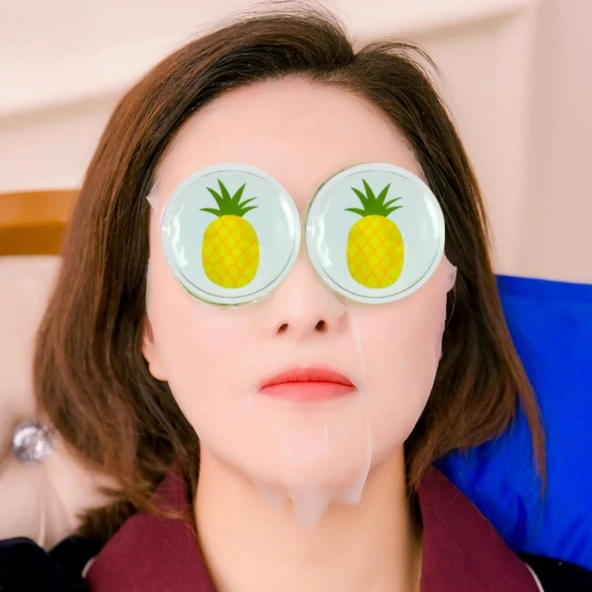 Ananas Desenli Soğuk Sıcak Jel Göz Maskesi Buz Rahatlatıcı Kozmetik Yüz Yogası 2'li Maske ürün görseli 1
