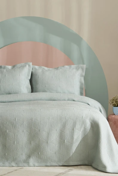 Sunrise Çift Kişilik Yatak Örtüsü Mint - Resim 9