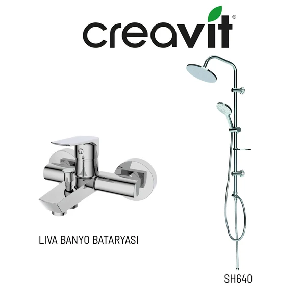 Creavit Liva Banyo Bataryası LV2500 ve Oval Tepe Duş Sistemi SH640 ürün görseli 1