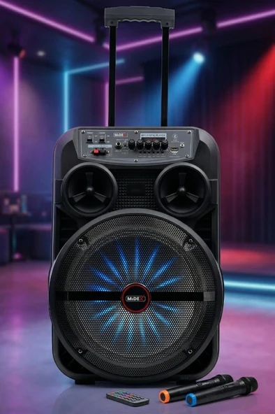 Midex MXR-280 Taşınabilir Mikrofonlu Işıklı Akülü Ses Sistemi Hoparlör (12 İnç 280 Watt) ürün görseli 1