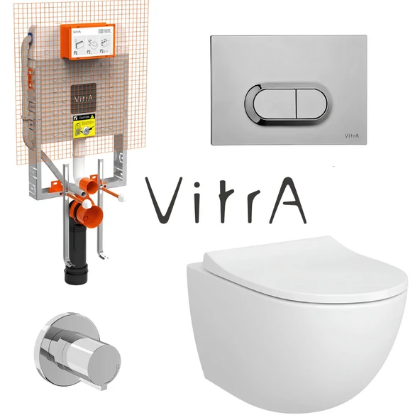 Vitra Sento Rim-Ex Asma Klozet Slim Kapak 7748B003-0559, Vitra Gömme Rezervuar Set 768-1851 ürün görseli 1