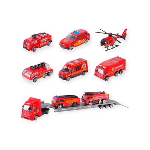 10 Parça Araç Taşıyan Tır Seti - Die Cast - DS047 - İtfaiye ürün görseli 1