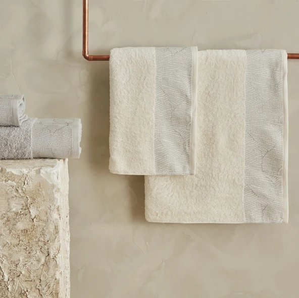 Karaca Home Edna 4 Parça Banyo/Baş Havlusu Hamam Seti Blush Gri ürün görseli 1