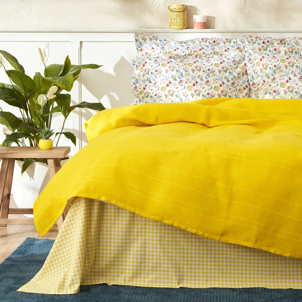 Karaca Home Noya %100 Pamuk Tek Kişilik Pike Takımı Sarı ürün görseli 1