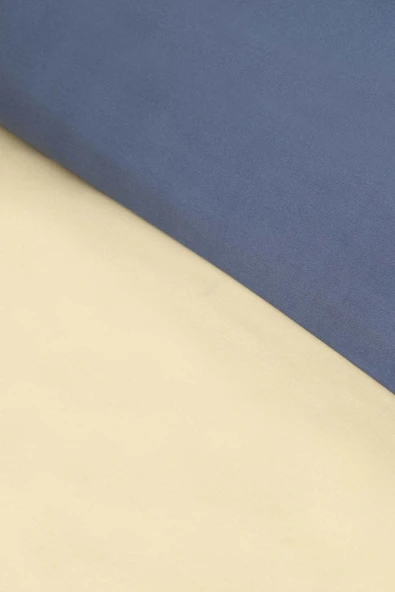 Basic Indigo-bej Çift Taraflı Çift Kişilik Nevresim Pike Takımı - Resim 2