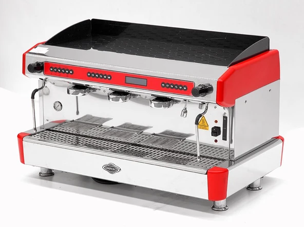 Empero EMP.CPC.3GR-D Espresso Kahve Mak. - 3 grup - tam otomatik - kırmızı ürün görseli 1