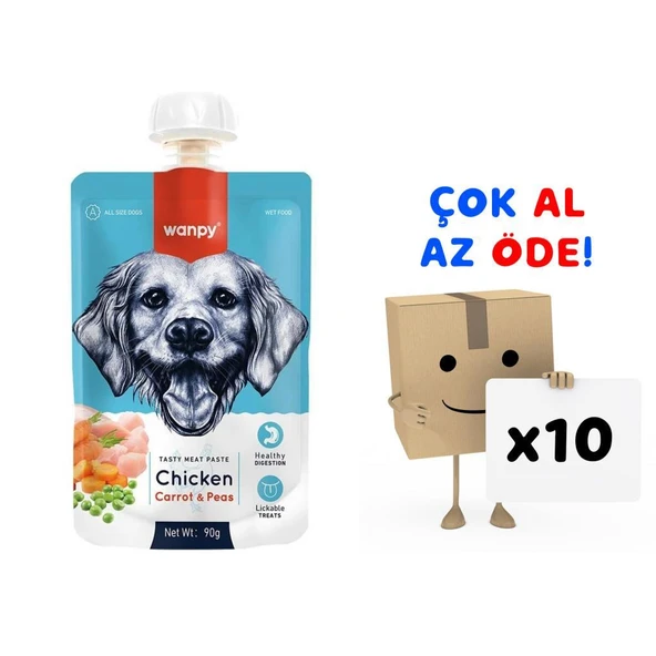 Wanpy Taze Kuzulu&Havuçlu Köpek Et Ezmesi 90 gr 10'lu Paket ürün görseli 1