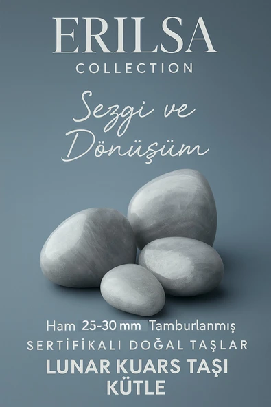 Sertifikalı Doğal Ay Taşı Kuvars Kütle – Sezgi ve Dönüşüm El Taşı (Lunar Quartz) ürün görseli 1