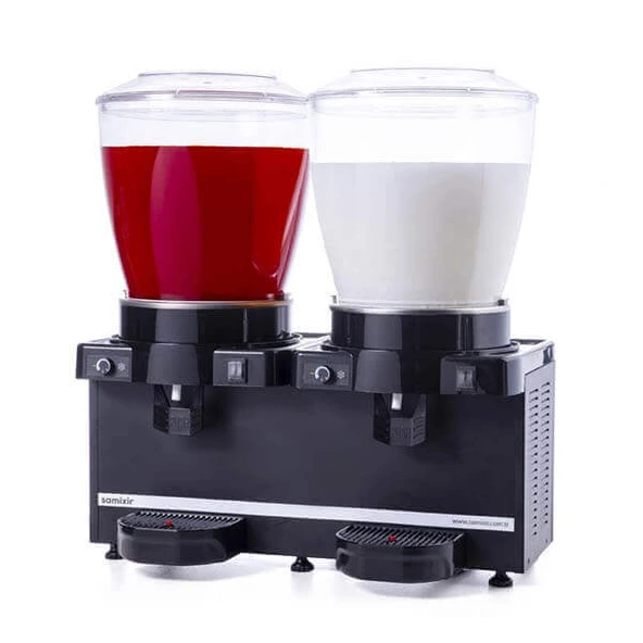 Samixir MM44.AB Twin Soğuk İçecek Dispenseri, 22+22 L, Panaromik, Analog, Karıştırıcılı, Siyah ürün görseli 1