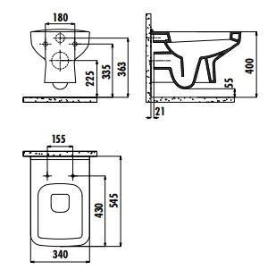 Creavit Sphinx Asma Klozet SP320 Kapak Hariç - Resim 2