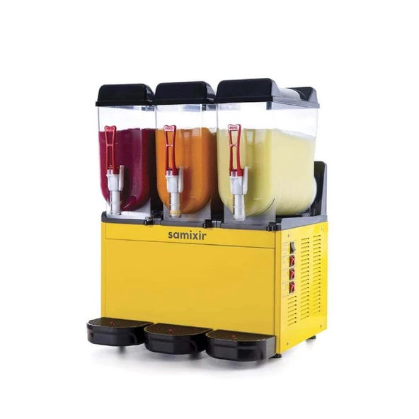 Samixir SLUSH36.Y Slush Triple-3lü ice Slush Makinesi-3x12 Litre-Sarı ürün görseli 1