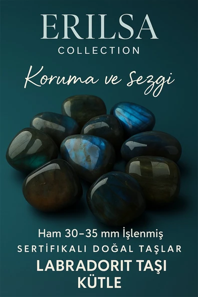 Sertifikalı Labradorit Taşı Kütle 30-35 mm – Koruma ve Sezgi Gücünü Destekleyen El Taşı ürün görseli 1