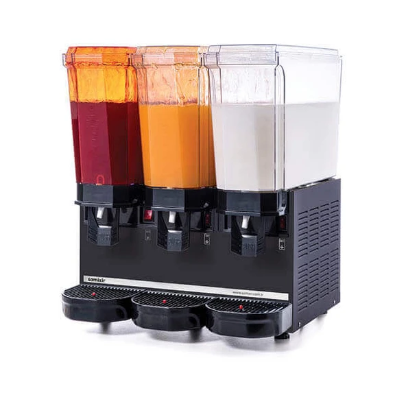 Samixir 60.SSMB Klasik Triple Soğuk İçecek Dispenseri, 20+20+20 L, Fıskiyeli-Fıskiyeli-Karıştırıcılı, Siyah ürün görseli 1