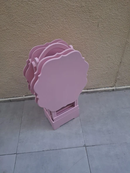 Zigon Çanta 90541 Yonca Takım Dörtlü Model Ahşap MDF Parlak Pembe Renk El Yapım ürün görseli 1