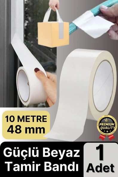1 Adet Ekstra Güçlü Dayanıklı Su Geçirmez Sızdırmaz Yalıtım İzolasyon Beyaz Tamir Bandı 10 Mt 48 Mm ürün görseli 1