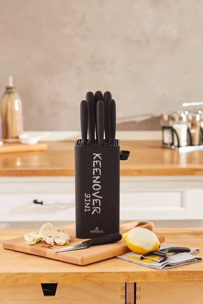 Keenover 3in1 Soyma/Doğrama/Satır/Soyacaklı Standlı 10 Parça Bıçak Seti ürün görseli 1