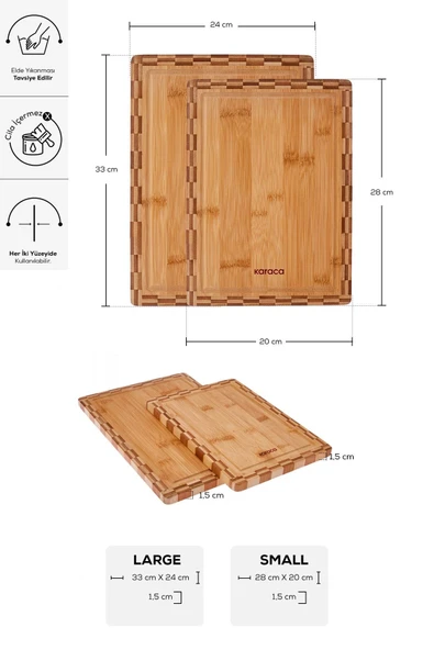 Gazel 2'li Bambu Kesme Tahtası 28/33 Cm ürün görseli 1