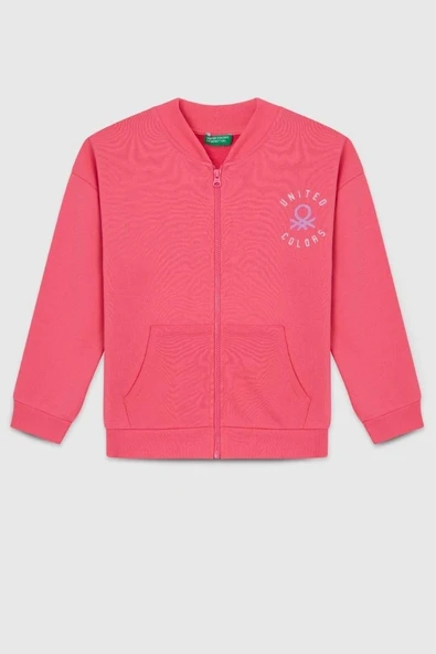 United Colors of Benetton Kız Çocuk BNT-G23334 Sweatshirt Pembe ürün görseli 1