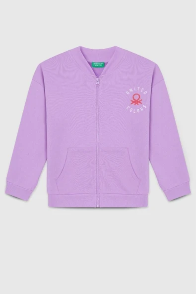 United Colors of Benetton Kız Çocuk BNT-G23334 Sweatshirt Lila ürün görseli 1