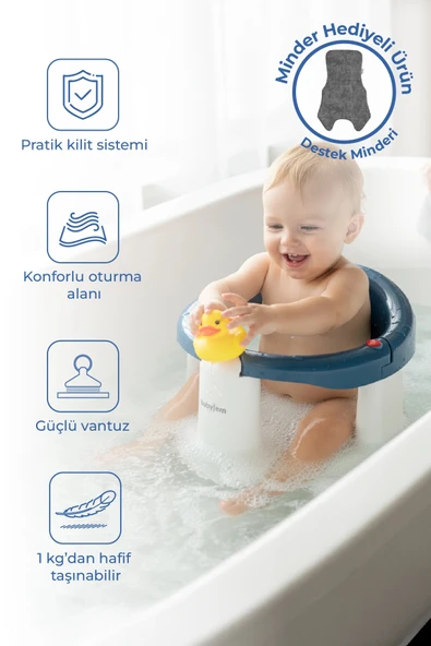 Babyjem Önden Açılır Banyo ve Mama Oturağı ve Hediye Minderli - 2 ' Li Set İndigo Mavi ürün görseli 1