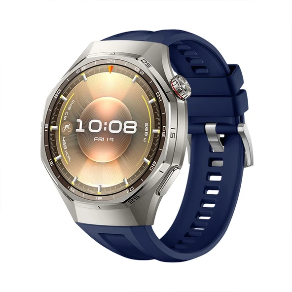 Huawei Watch GT6 Pro 46mm İle Tam Uyumlu Kordon Metal Tokalı Yumuşak Silikon Kordon Kayış  Lacivert ürün görseli 1