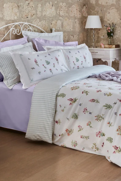 Le Mans Çift Kişilik Percale Nevresim Pike Takımı Lila ürün görseli 1