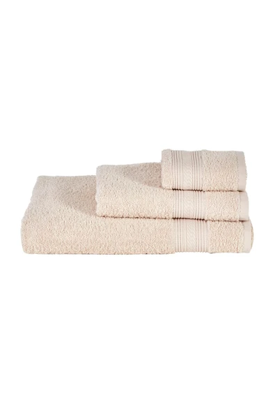 Soft Touch %100 Pamuk 50x90 cm Havlu Bej - Resim 3