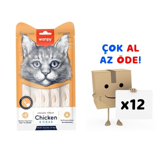 Wanpy Tavuk-Yengeç  Krema Likit Kedi Ödülü 5x14 Gr 12'li Paket ürün görseli 1