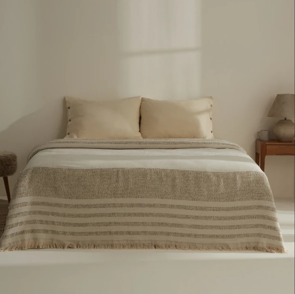 Karaca Home Amanda Çift Kişilik Krep Jakar Pike Takımı Bej ürün görseli 1