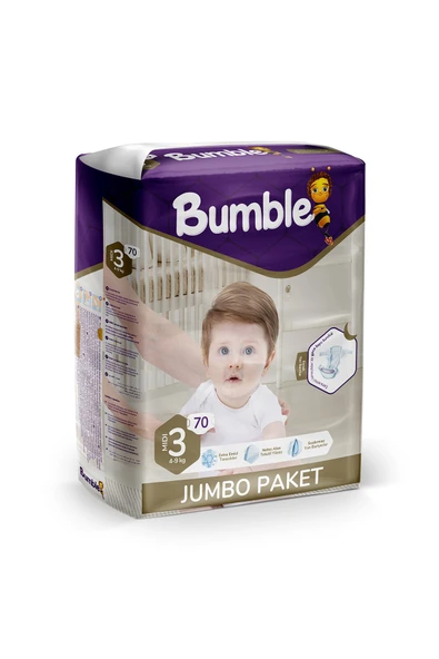 Bumble Midi Bebek Bezi 3 Beden 4-9 Kg Jumbo Paket 70 Adet ürün görseli 1