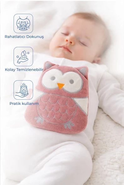 Babyjem Kiraz Çekirdekli Baykuş Kadife Rahatlatıcı Gaz Kemeri & Gaz Yastığı - Gül Kurusu ürün görseli 1