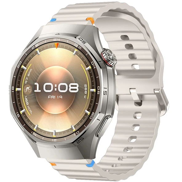 Huawei Watch GT6 Pro 46mm İle Uyumlu Dalga Desenli Tokalı Yumusaş Soft Silikon Kordon  Starlight ürün görseli 1