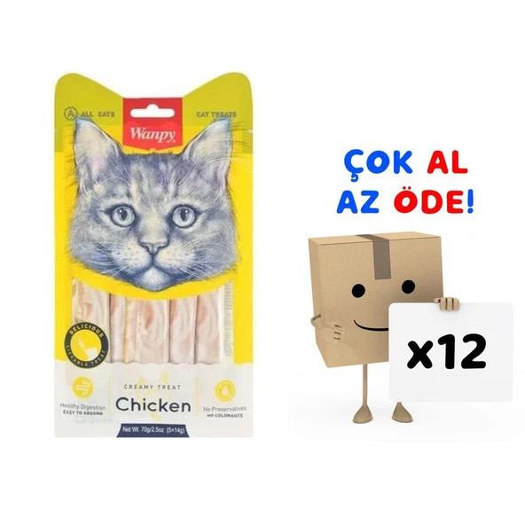 Wanpy Tavuklu Likit Kedi Ödülü 5x14 gr 12'li Paket ürün görseli 1