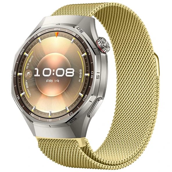 Huawei Watch GT6 Pro 46mm Uyumlu Manyetik Milanese Loop Metal Kordon  Gold ürün görseli 1